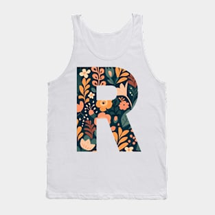 Whimsical Floral Letter R Tank Top